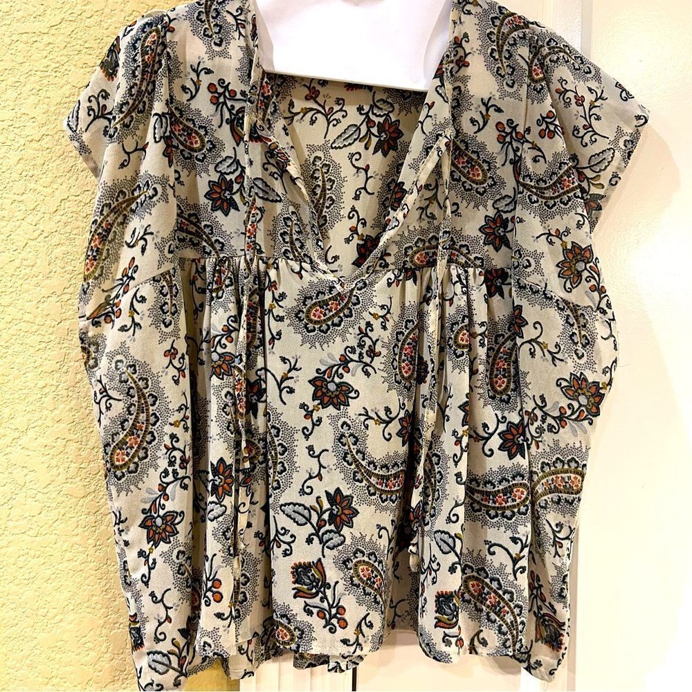 Blue and orange print top by Don't‎ Ask Why
